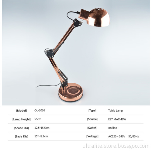 Modern Adjustable Metal Swing Arm Desk Table Lamp Heavy Based Architect Table Light For Studio/Office